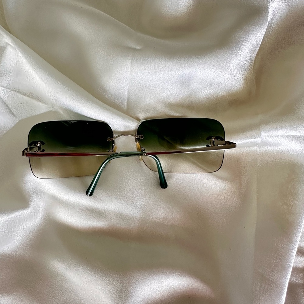 Vintage CHANEL Swarovski crystals ccs Chic Green Gradient Sunglasses - Picture 6 of 14